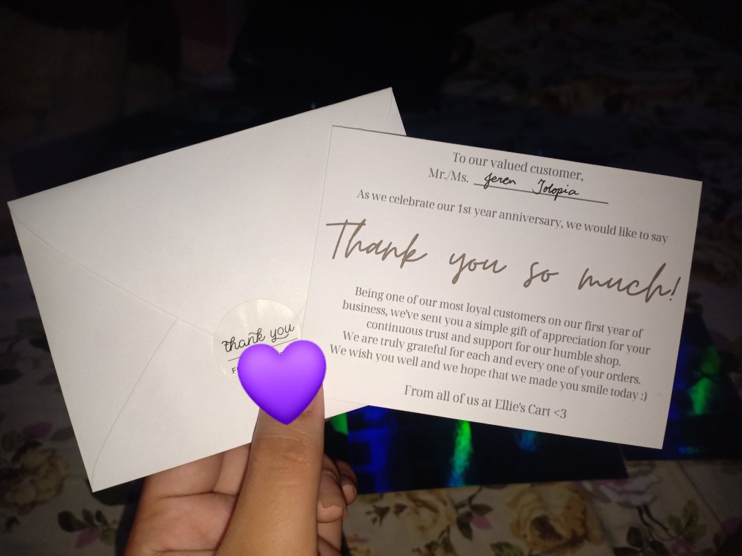 HotsJung's tweet photo. Hi @ElliesCartPH, I already received the items you sent. I'm very grateful na I found out about your shop nung muntik na ako mawalan ng sparks with bns. Thank you so much for these🥰 Happy Anniversary sa shop and kudos to everyone behind it <3 https://t.co/f6vgbyTCFX