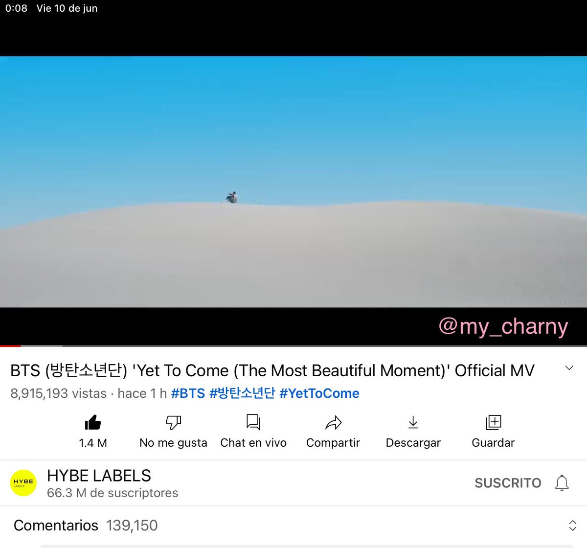 my_charny's tweet photo. Hola ARMY!
Únete al stream party en YouTube de:

🎶🌟YET TO COME

Algunos avances

4 915 962 - 23:15
6 597 405 - 23:30
8 915 193 - 00:10

Te invito a dejar tu ss 👀 
Tenemos una meta que alcanzar💪🏼
Usa 👇🏼

#BTS_Proof  #ProofisHere #ProofOutNow
✩  @BTS_twt  ✩ https://t.co/HUsVkQVu1E