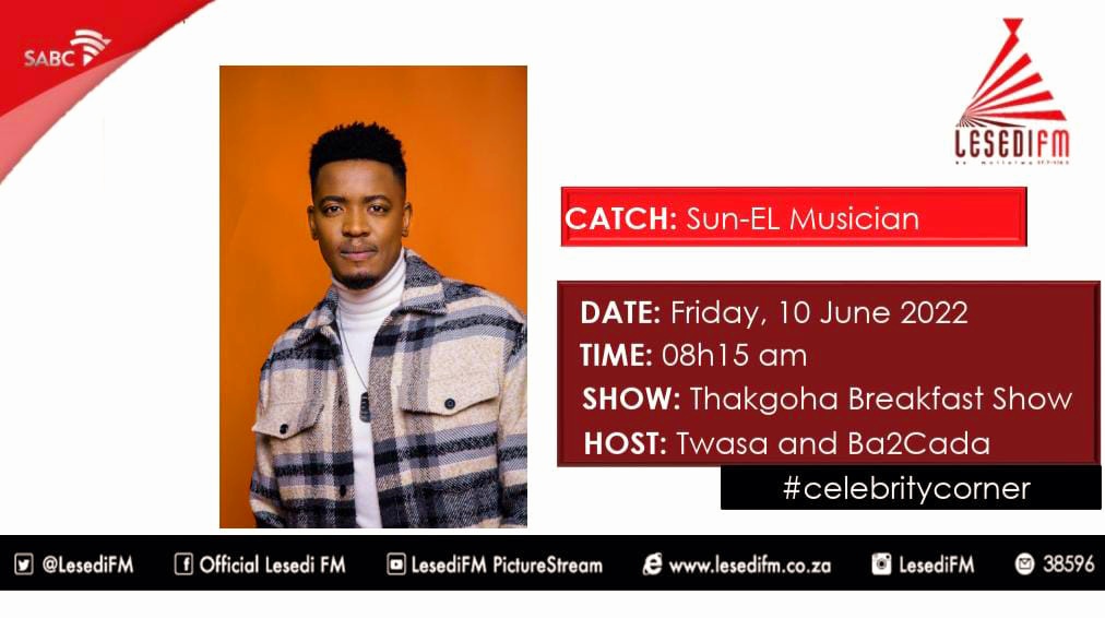 #ThakgohaBreakfastShow re buisana le Sun El Musician kajeno.
<a href="/cadamgaga/">Ba2Cada</a> <a href="/Twasa6966/">Twasa</a> <a href="/DikelediDkay/">Dikeledi Mathabo Letsiri</a>