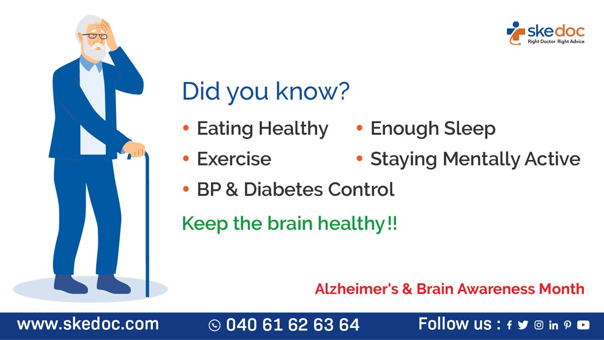 Alzheimer's disease tends to affect a large percentage of the population over the age of 65 and can result in a poor quality of life.
For more info visit: bit.ly/3mC5gL8

#Alzheimersawareness #Brainhealthawareness #brainawarenessmonth #skedoc