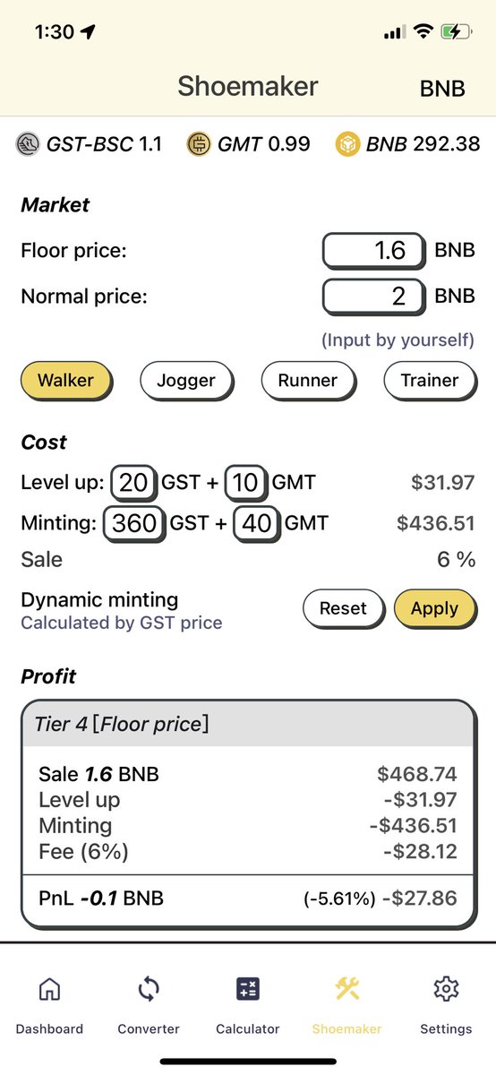 StepnShoemaker's tweet image. Don’t mint the shoe now. I don’t want you loss the 💰 #GMT #GST #STEPN