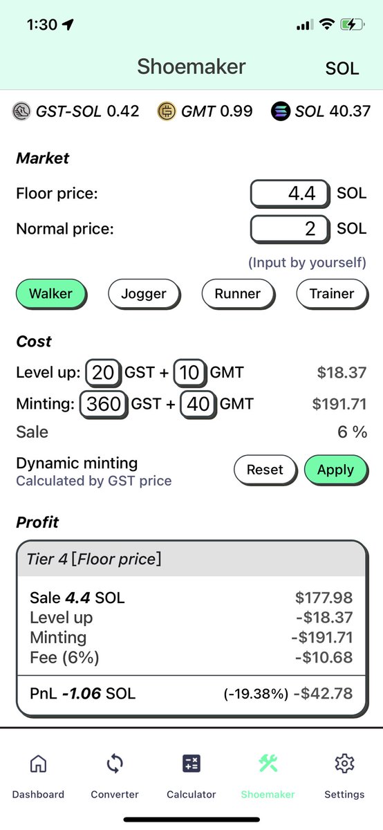StepnShoemaker's tweet image. Don’t mint the shoe now. I don’t want you loss the 💰 #GMT #GST #STEPN