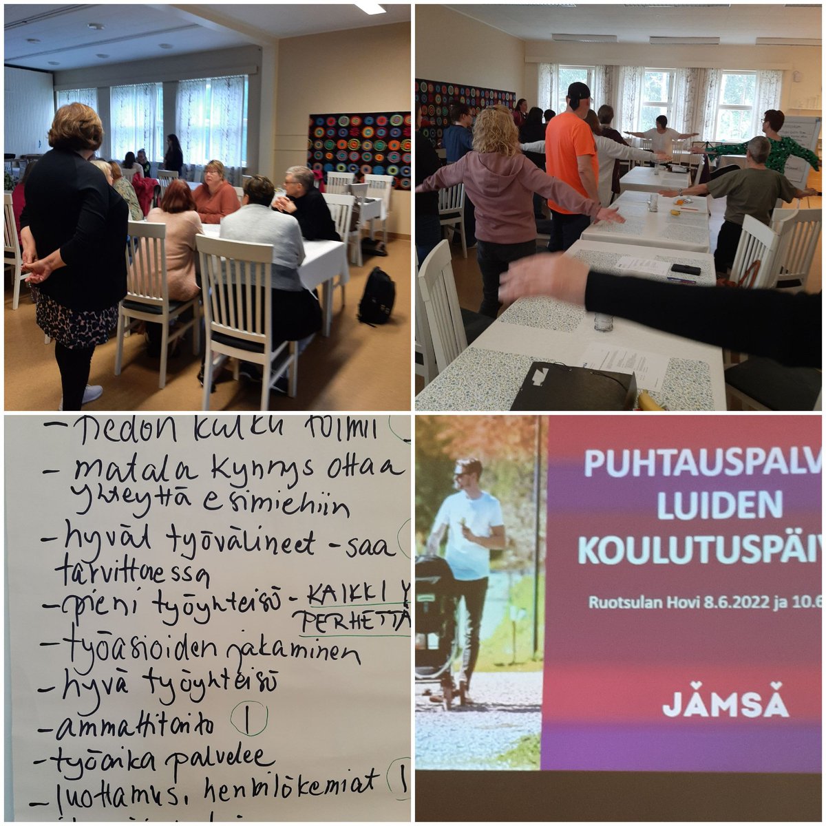 RaisaHaverinen's tweet photo. #Jämsä'n puhtauspalvelutyöntekijät työhyvinvointiasioiden äärellä Ruotsulan Hovissa #puhtausala #työhyvinvointi https://t.co/DMD9655d7O