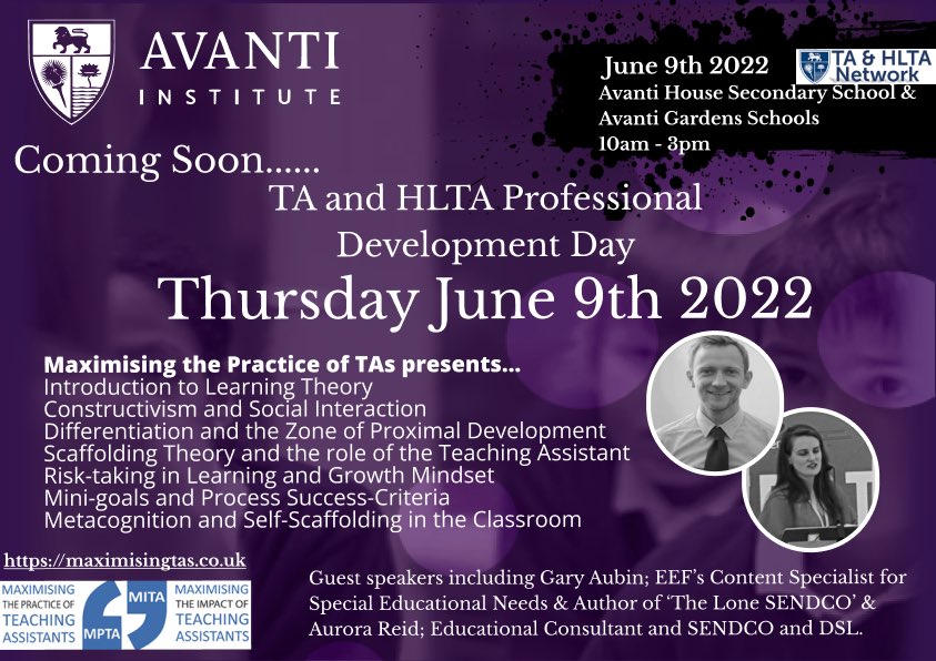 Teaching Assistant Hub (@uktahub) on Twitter photo <a href="/newtosltchat/">#NewToSLTChat</a> <a href="/MITAproject/">Maximising the Impact of Teaching Assistants</a> This is exactly what we were talking about 👇 Such a great day of CPD planned for teaching assistants @avanti_ed 👏 <a href="/newtosltchat/">#NewToSLTChat</a> <a href="/MITAproject/">Maximising the Impact of Teaching Assistants</a> This is exactly what we were talking about 👇 Such a great day of CPD planned for teaching assistants @avanti_ed 👏
