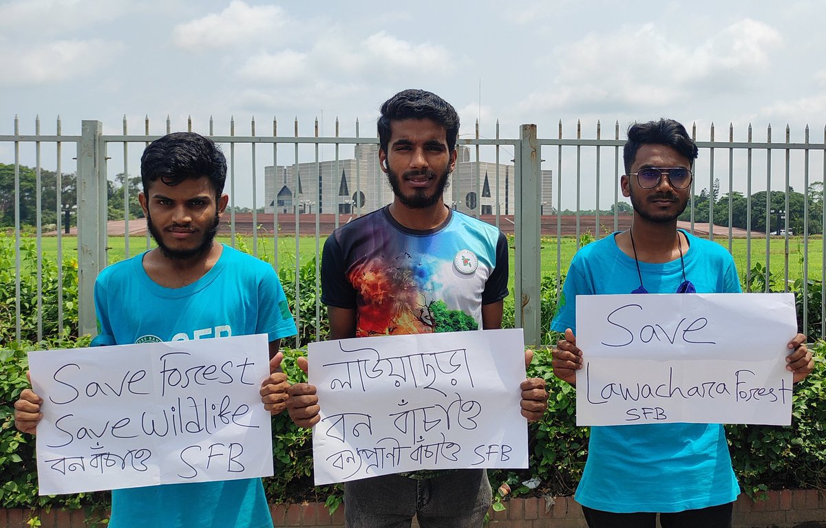 NayonSorkarBD's tweet photo. Today's #SchoolStrike4Climate in front of National Parliament House in #Bangladesh to demand #ClimateJustice &amp; #ClimateAction, #ClimateReparations, #StopCoalPowerPlant,  #SaveLawacharaForest and prevent air pollution in #Dhaka.

#SaveFutureBangladesh 
#PeopleNotProfit #SaveForest https://t.co/Z93uwe4kwp