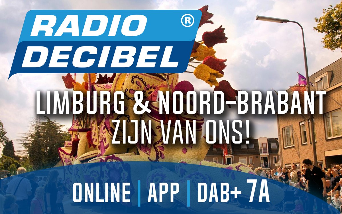 Vanaf nu is ook het zuiden van Nederland van ons!
Want Decibel is nu ook te horen in de provincies Noord-Brabant en Limburg via de digitale ether.

Zet 'm aan via DAB+ 7A | check decibel.nl

#dabplus #dab+