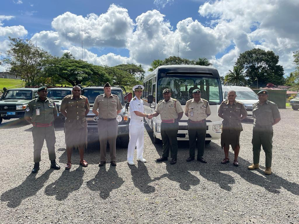 USEmbassySuva's tweet photo. We are proud to support Fiji &amp; their enduring support to worldwide peacekeeping operations. Today, we donated an additional 2 vehicles to @Rfmf_Media. This is part of a donation of 11 vehicles &amp; support equipment under the Global Peace Operations Initiative worth FJ$1.7million. https://t.co/jbnSWultBB