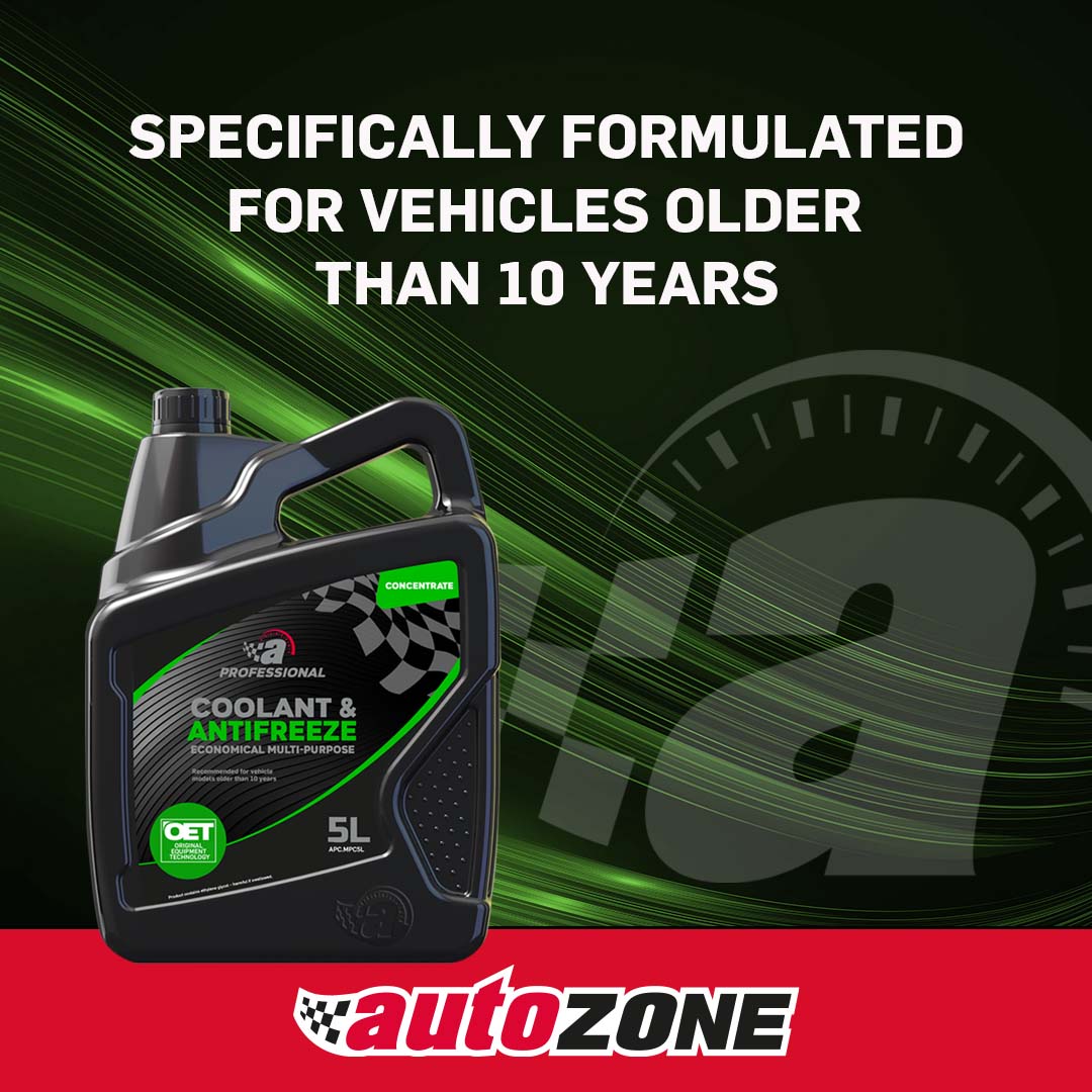 a-Professional Economical Multi-Purpose antifreeze has been specially designed for vehicle models older than 10 years and contains ethylene glycol to protect against boiling, freezing and corrosion. Shop a-Professional at your nearest AutoZone store.