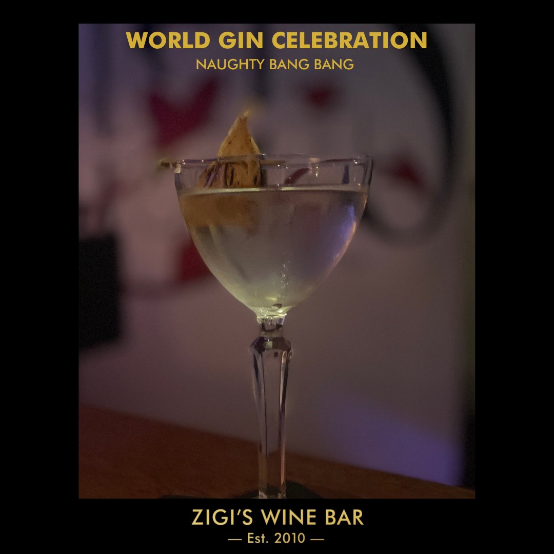 WineCheeseBar's tweet photo. Celebrate World Gin Day with Naughty Bang-Bang Cocktail.
Get One &amp; You Might Get Dessert 🤩

Aged Pineapple Gin
Tanqueray Gin
Martini Bianco
Flamed Pineapple Chip
                &amp;
SHITLOAD OF LOVE 

Cruise in and get cosy @zigiswinebar https://t.co/Lyt0h3dBSi