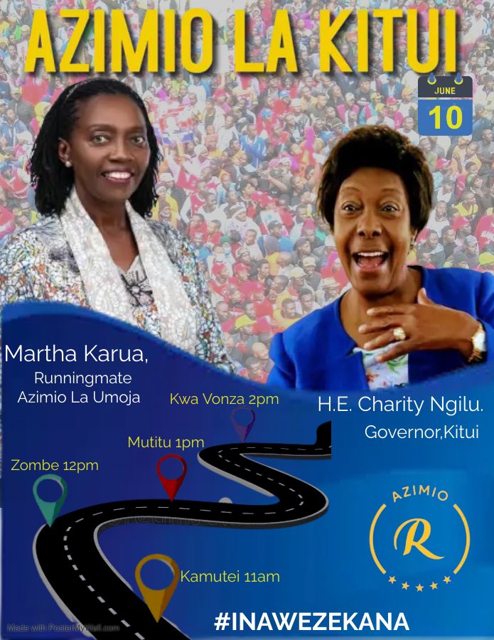 MugambiKibwi's tweet photo. Together we can and united we will win ! #AZIMIOLAKITUI
Strength your Excellency  Madam Deputy President @MarthaKarua  .
@mamangilu @bosire_dr @cbs_ke @Hon_RMK033 @TambaraHon https://t.co/pII4DmVzF5