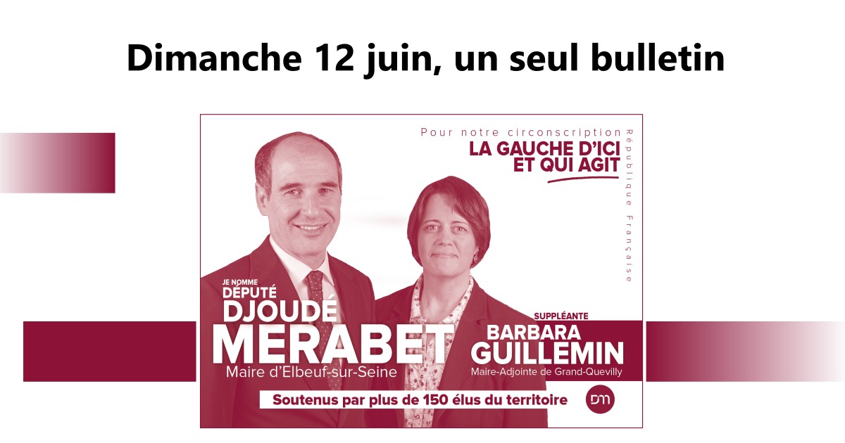 Dimanche, le 12 juin pour les #legislatives2022, nous pouvons élire un député de terrain, proche de vous.

Pour y arriver : un seul bulletin 🗳️

Celui de la gauche d'ici et qui agit, ancrée dans notre territoire, soutenue par plus de 150 élus, 15 maires et plus de 2000 habitants.