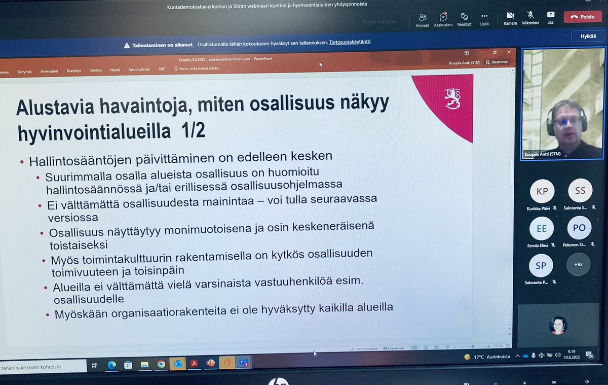 🤝On aika rakentaa yhteistyötä kuntien ja hyvinvointialueiden välillä sekä luoda alueellista identiteettiä uudessa mallissa, Antti Kuopila <a href="/STM_Uutiset/">Sosiaali- ja terveysministeriö</a> .Osallisuuden ja vaikuttamisen tavat yhdyspinnoilla käsittelyssä tänään <a href="/Kuntaliitto/">Kuntaliitto | Kommunförbundet</a> n ja <a href="/SitraFund/">Sitra</a> tilaisuudessa. #osallisuus
