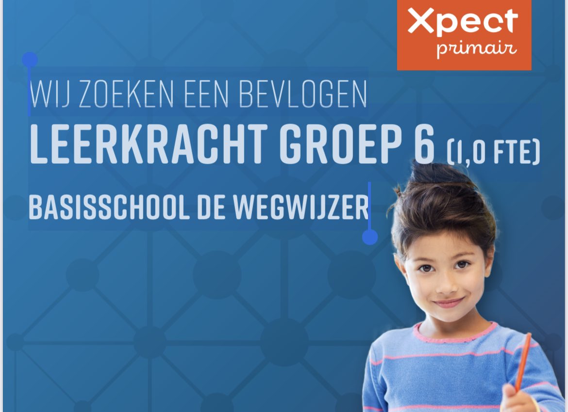 Mooie kans op een fijne school! <a href="/BSDeWegwijzer_/">kindcentrum De Wegwijzer Tilburg</a> Voor de volledige vacaturetekst zie xpectprimair.nl/vacatures/  #prachtvak