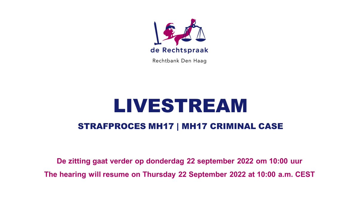 De zitting gaat verder op donderdag 22 september 2022 om 10:00 uur.