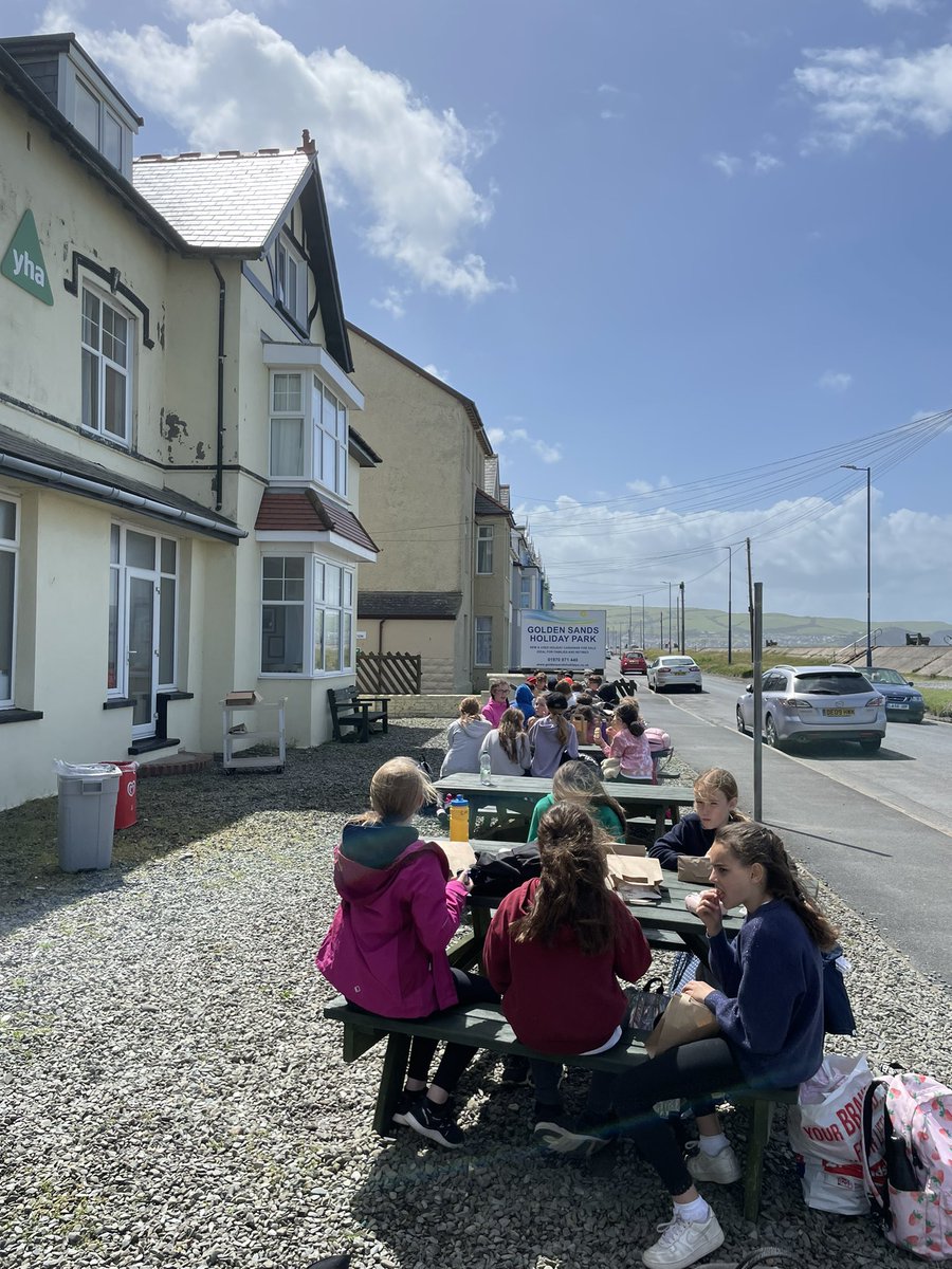 Class 5E have just left Borth. We have had a lovely time, but the children are ready to go home and see you all. We will give an ETA of arrival at our toilet stop.