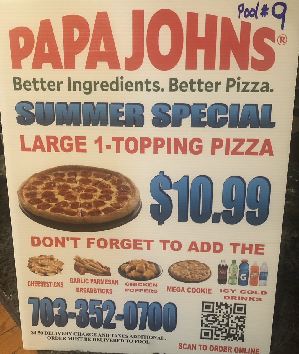 What do you get after 4:30 AM swim practice on Friday? A <a href="/PapaJohns/">Papa Johns</a> sign. Why did someone give it to me? Because they know I eat a LOT of Papa Johns pizza. It was a joke but I’m still hanging it on my wall! #pizza #alwayshungry