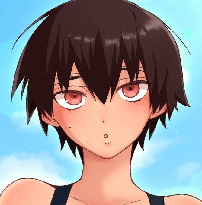 競泳水着で海に遊びにきたボーイッシュちゃん 