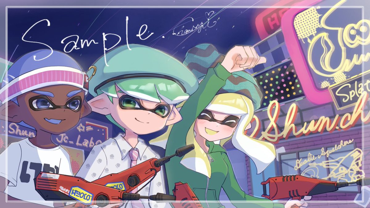 shun_JC_Labo's tweet photo. スターたちとのラストフェス！最高の思い出をイラストにしてもらいました🦞

ちゃんりぃ@chanryi_spla ありがとう！ https://t.co/9Z7Vy6Vb85