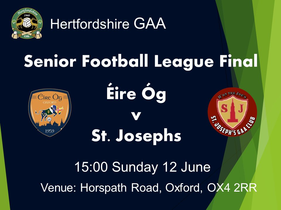 Only points difference could separate them in the standings. Now the 2021 league winners 
<a href="/EireOgOxford/">Éire Óg Oxford</a> take on the 2021 championship winners 
<a href="/gaastjosephs_wx/">St Joseph's GAA 🏐🍀</a> in Oxford, this Sunday 12th June at 15:00. All spectators welcome down.

#GAA #Final #Silverware