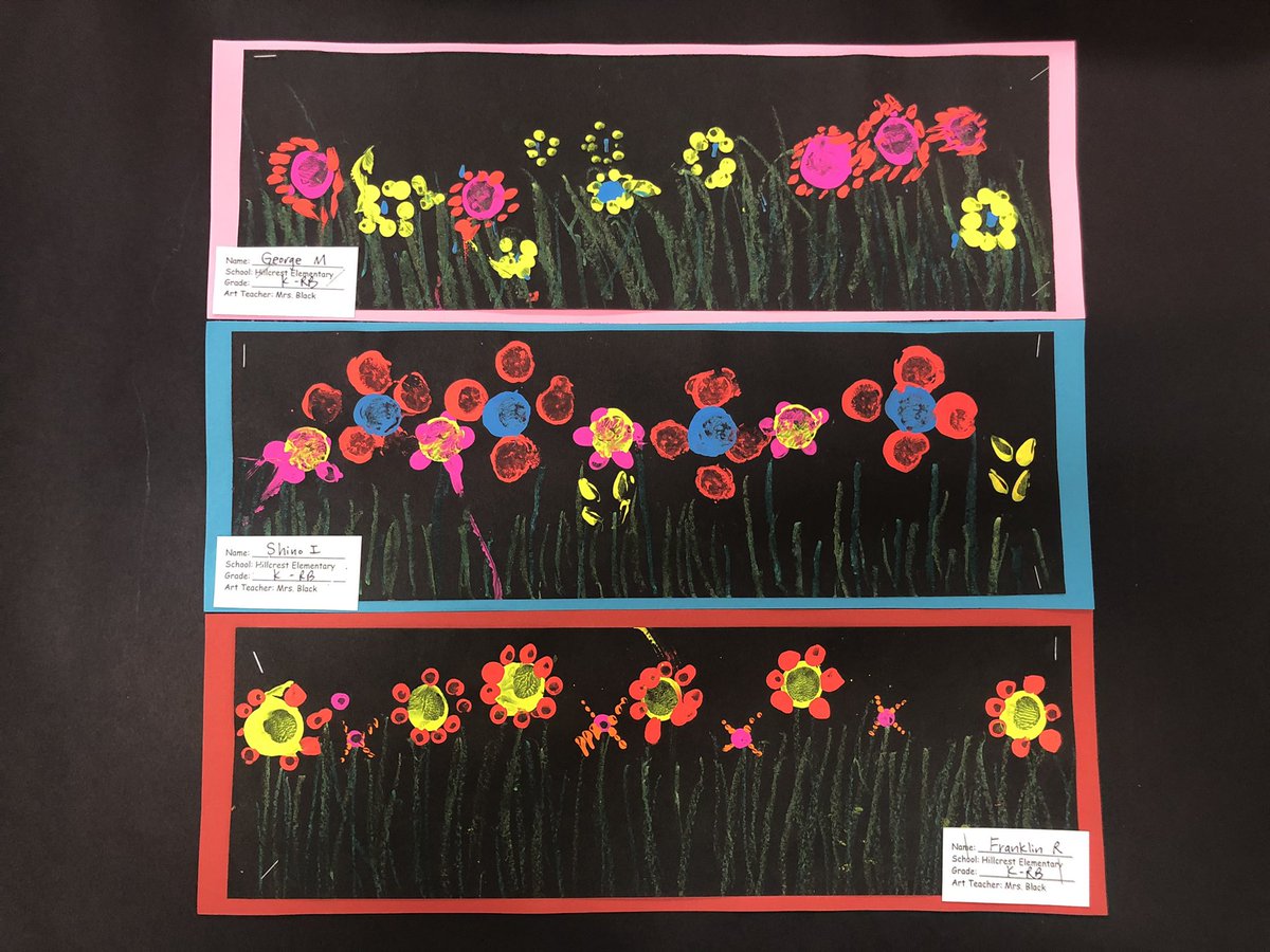 llynblack's tweet photo. Kindergarten wild flower prints. They glow in the dark too! @HillcrestPTA @Hillcrest_BCPS @RTwentey @sfisherBCPS https://t.co/L1NhXsGvid