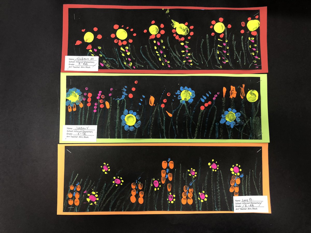 llynblack's tweet photo. Kindergarten wild flower prints. They glow in the dark too! @HillcrestPTA @Hillcrest_BCPS @RTwentey @sfisherBCPS https://t.co/L1NhXsGvid
