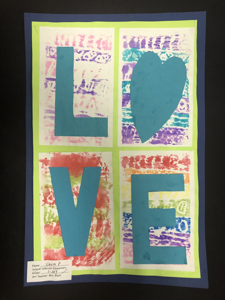 1st Robert Indiana inspired LOVE prints. <a href="/HillcrestPTA/">Hillcrest ES PTA</a> <a href="/Hillcrest_BCPS/">Hillcrest Elementary</a> <a href="/RTwentey/">Ryan Twentey</a> <a href="/sfisherBCPS/">Sherri Fisher</a>