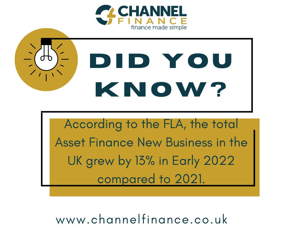 Did you know?

Asset Finance is proving to be a growing market and integral part of the UK's economic recovery from the pandemic. 

If your business could benefit from asset finance, call us today and see how we can help!

📞 0330 120 1730
📧 enquiries@channelfinance.co.uk