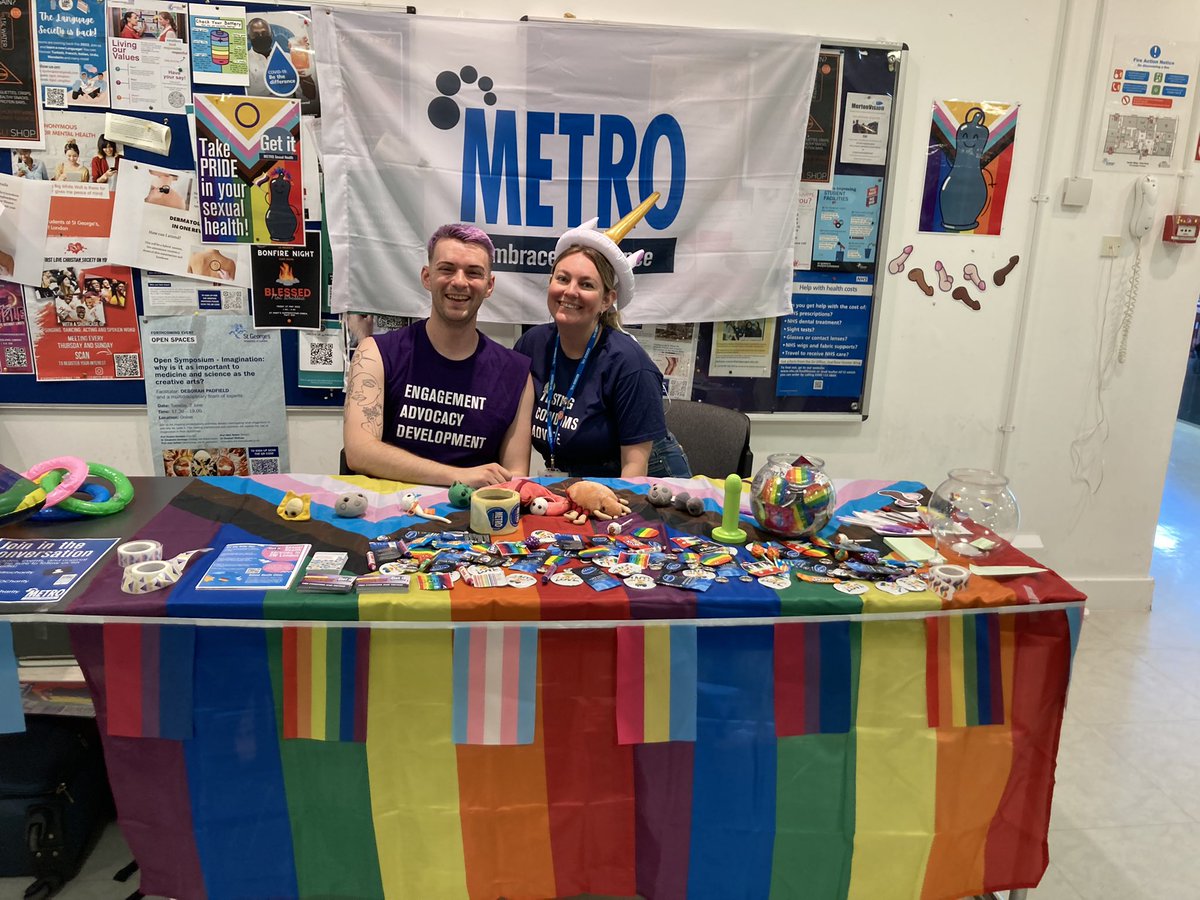 METROCharity's tweet photo. Our #METROgetit team are at @StGeorgesUni with our #PrideRoadTrip! Be sure to come and see us before 3pm at the Library for:
🏳️🌈 Free #Pride activities and giveaways!
🏳️⚧️ Free #condoms, #lube and #testingkits. Plus the chance to sign up 🖊 to Get it, our free sexual health service! https://t.co/kOV7cHkyGb