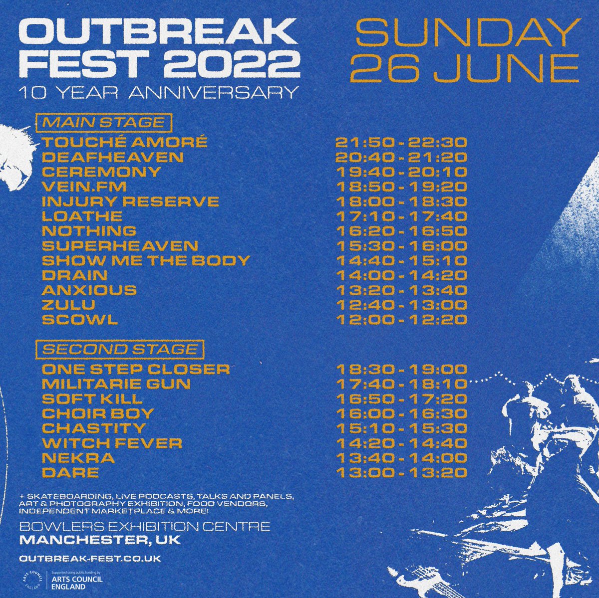 OutbreakFest's tweet photo. Here is your 2022 schedule!

More info coming next week, including our talks, photography and art exhibition programme. https://t.co/gFzyEFxgtf
