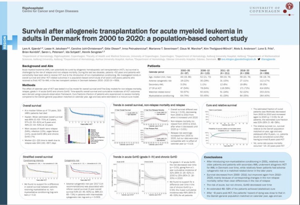 Lars Klingen Gjærde (@larsgjaerde) on Twitter photo Looking forward to presenting our population-based study on the survival after allo-#BMTsm for #AMLsm over the last 20 years in Denmark at #EHA2022’s poster session later today (poster #537). Grateful for the collaboration between <a href="/Rigshospitalet/">Rigshospitalet</a> <a href="/AUHdk/">Aarhus Uni.hospital</a> <a href="/OUHhospital/">OUH Odense Svendborg</a> <a href="/AalborgUH/">Aalborg Universitetshospital</a> Looking forward to presenting our population-based study on the survival after allo-#BMTsm for #AMLsm over the last 20 years in Denmark at #EHA2022’s poster session later today (poster #537). Grateful for the collaboration between <a href="/Rigshospitalet/">Rigshospitalet</a> <a href="/AUHdk/">Aarhus Uni.hospital</a> <a href="/OUHhospital/">OUH Odense Svendborg</a> <a href="/AalborgUH/">Aalborg Universitetshospital</a>
