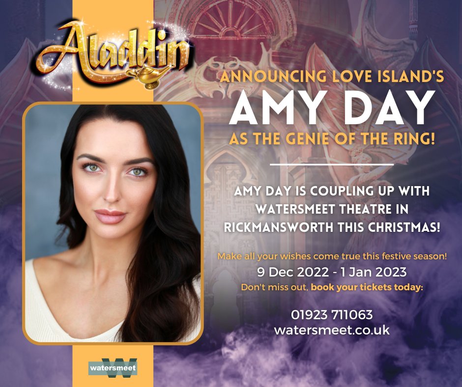 rickypanto's tweet photo. Joining this year's panto is Love Island's AMY DAY! Amy has trained at the London School of Musical Theatre 🎭 and will be joining us as the Genie of the Ring 💍
Dont miss out! Book your seats today 👉 https://t.co/Bn7PRcbP8H

#LoveIsland #Panto #Theatre #Pantomime #Rickmansworth https://t.co/AtLILie0me