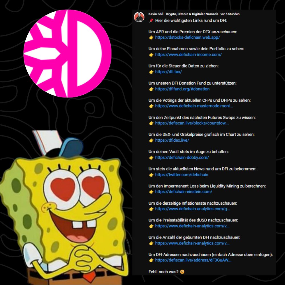 Ich hab mal alle wichtigsten Links rund um die #DeFiChain in einem YouTube Post zusammengetragen: 

youtube.com/post/UgkxazksP…

Falls was fehlt, einfach Bescheid geben 🙂
