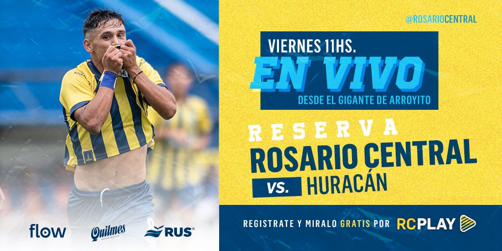 🔜⚽️ La Reserva de <a href="/RosarioCentral/">Rosario Central</a> recibe en el Gigante de Arroyito a Huracán y lo miras EN VIVO por <a href="/CARCPlay/">Rosario Central Play</a>.
 
🆓 Registrate GRATIS
🎦 rosariocentralplay.com