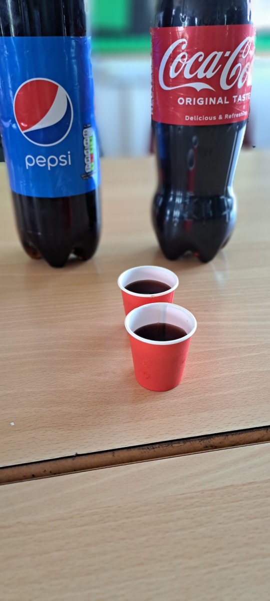 OnslowStAudreys's tweet photo. People can taste the difference between Coke and Pepsi, right? The Year 12 Maths class use binomial hypothesis testing to answer this question. 
Their experiment revealed no statistical evidence to support the hypothesis.
#cocacola #coke #pepsi #tastetest #ALevelMaths #Maths https://t.co/2XcB8hAaeM
