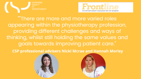 Essential reading for physio students 👇

csp.org.uk/frontline/arti…)

📰New article on career development within physiotherapy by CSP professional advisers Nicki Mcrae and Hannah Morley.