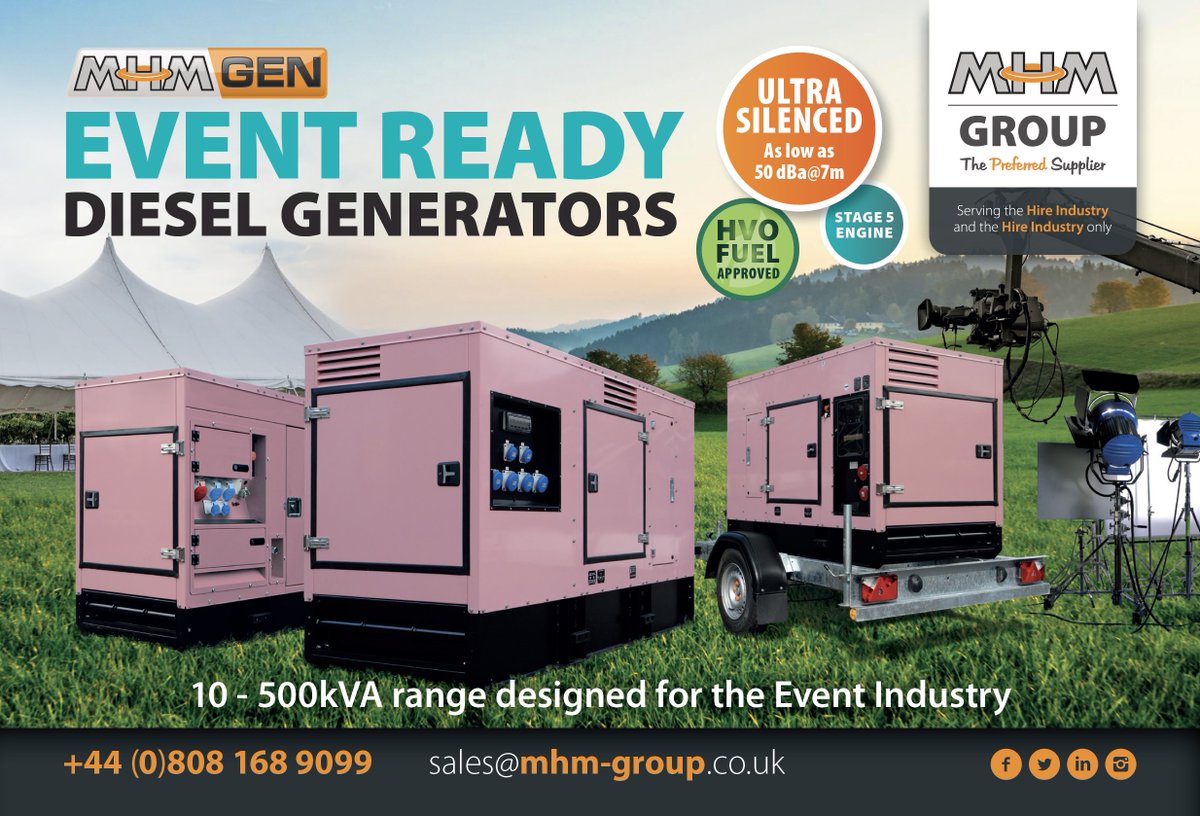 MHMLimited's tweet photo. The ☀️ has come back out here at MHM HQ and we're feeling that festival vibe! 🎊
Remember the good times, not the sound of the power, with our Ultra Quiet Event Spec Generators! 🤫
#eventreadygenerator #ultraquiet #eventindustry #WeMakeEvents https://t.co/1QfLzhVrGu