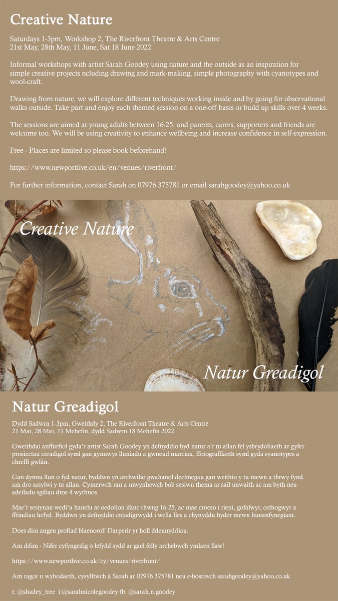 sarah goodey (@shadey_tree) on Twitter photo Had a great Creative Nature session with <a href="/NewportMind/">Newport Mind/Mind Casnewydd</a> Wellbeing Ambassadors drawing & collecting textures from around <a href="/TheRiverfront/">The Riverfront</a> this week; Join an open session: Sat 11 & 18 June <a href="/NewportLiveUK/">Newport Live</a> <a href="/SallyEvsLewis/">Sally Evans</a> <a href="/WahwnC/">WAHWN Cymru</a> @rhchhutch <a href="/MaregaP/">Marega Palser</a> <a href="/artsnewydd/">#artsnewydd</a> <a href="/PortHour/">PortHour</a> @GwentArtsHealth Had a great Creative Nature session with <a href="/NewportMind/">Newport Mind/Mind Casnewydd</a> Wellbeing Ambassadors drawing & collecting textures from around <a href="/TheRiverfront/">The Riverfront</a> this week; Join an open session: Sat 11 & 18 June <a href="/NewportLiveUK/">Newport Live</a> <a href="/SallyEvsLewis/">Sally Evans</a> <a href="/WahwnC/">WAHWN Cymru</a> @rhchhutch <a href="/MaregaP/">Marega Palser</a> <a href="/artsnewydd/">#artsnewydd</a> <a href="/PortHour/">PortHour</a> @GwentArtsHealth