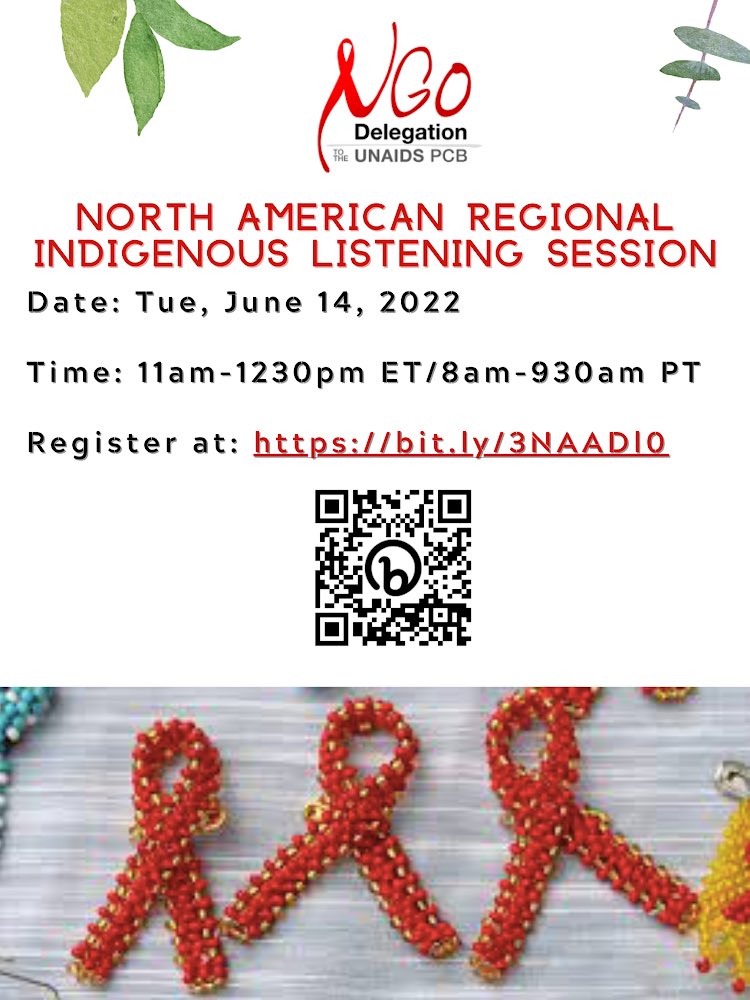 UNAIDS <a href="/ngopcb/">NGO DELEGATION TO THE UNAIDS PCB</a> North American Regional #NativeAmerican (US/CAN) Listening Session
Date: Tue, June 14, 2022
Time: 11am-1230pm ET
Call Details: Please register at us02web.zoom.us/meeting/regist…
Proposed agenda: docs.google.com/document/d/1rT…
50th PCB meeting documents: unaids.org/en/whoweare/pc…