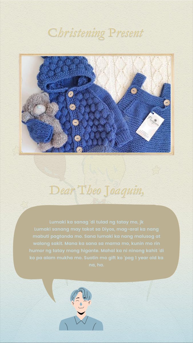 ㅤㅤ 

                 👶🏻 A little something 
                  for  our   Little   Prince 

                  O 6   .  1 O  .  2 O 2 2   

                  ↳ ❝ #WelcomingJoaqui
                          #TheoLittlePrince 
                          <a href="/CH1ODAY/">CHIO daily</a> 

ㅤㅤ