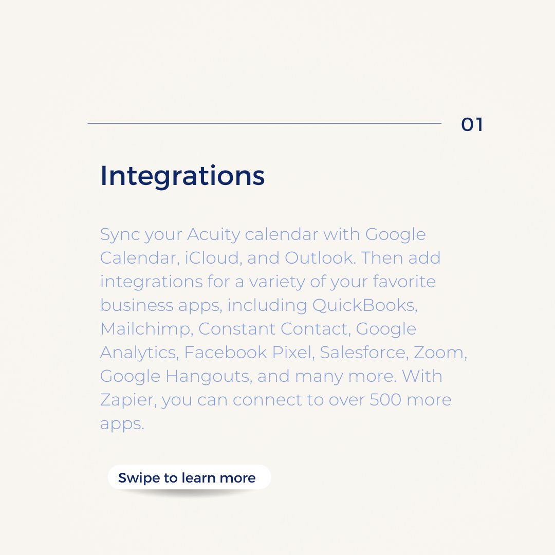ontrackasinc's tweet image. #BusinessFinancialTips

Let’s talk about #AcuityScheduling! One of my favourite scheduling softwares! 🗓️ Here are some reasons why your business needs a software like #Acuity! Source: fool.com

#SmallBusiness #SmallBusinessTips