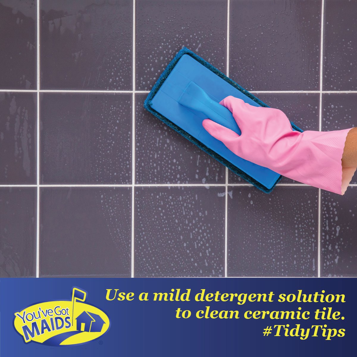 YouveGotMAIDS's tweet image. When cleaning ceramic tile, use a mild detergent solution. You can also opt for a steam cleaner which only uses water—either is bound to get the job done. #TidyTips