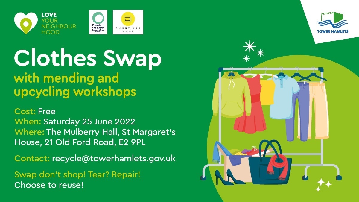 Join us and @sunnyjarecohub, @FoE_HTH, for a clothes swap and a mending and upcycling workshop on Saturday 25 June, 10:30am-1:30pm at The Mulberry Hall. 👕👖 For more information, visit our website: orlo.uk/XD464