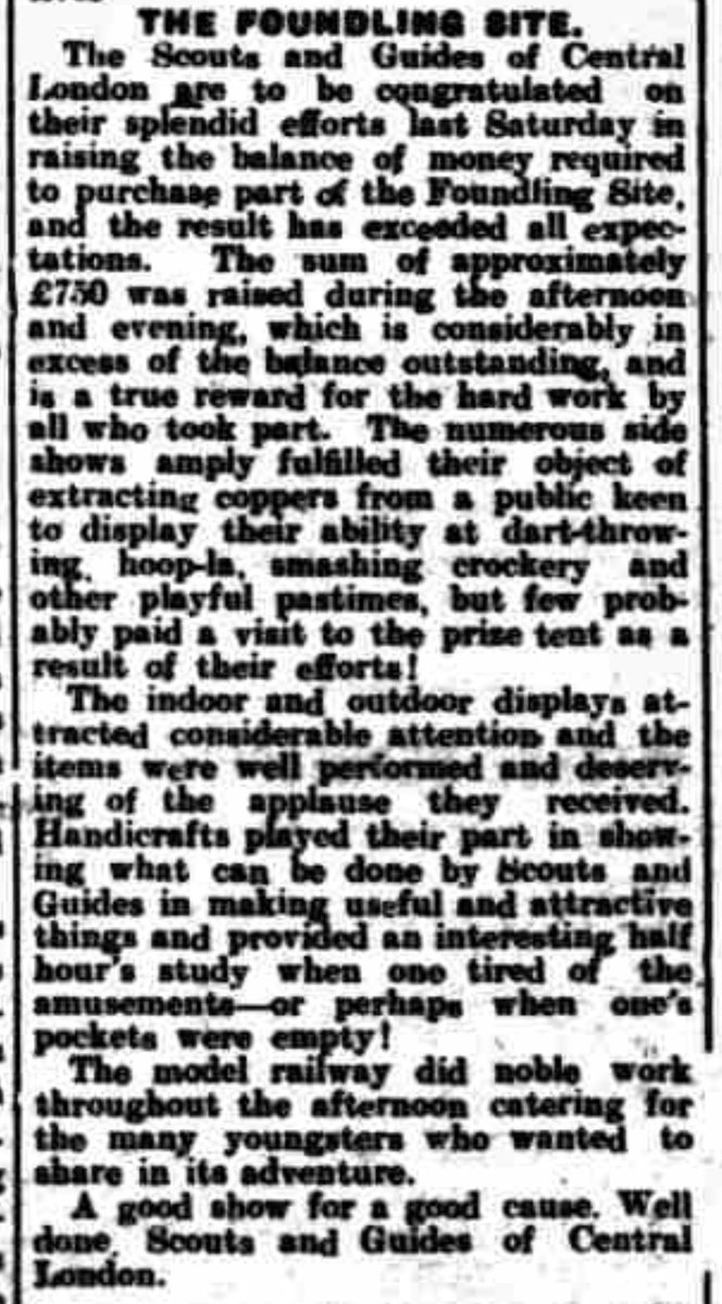 On this day 90 years ago, Scouts &amp; Guides held a fete at the Foundling site in Guilford Street that raised the last portion of funds needed to create what we all now know as <a href="/coramsfields/">Coram's Fields</a>.

As a result of these efforts, Scouts &amp; Guides have been meeting at Coram's ever since.
