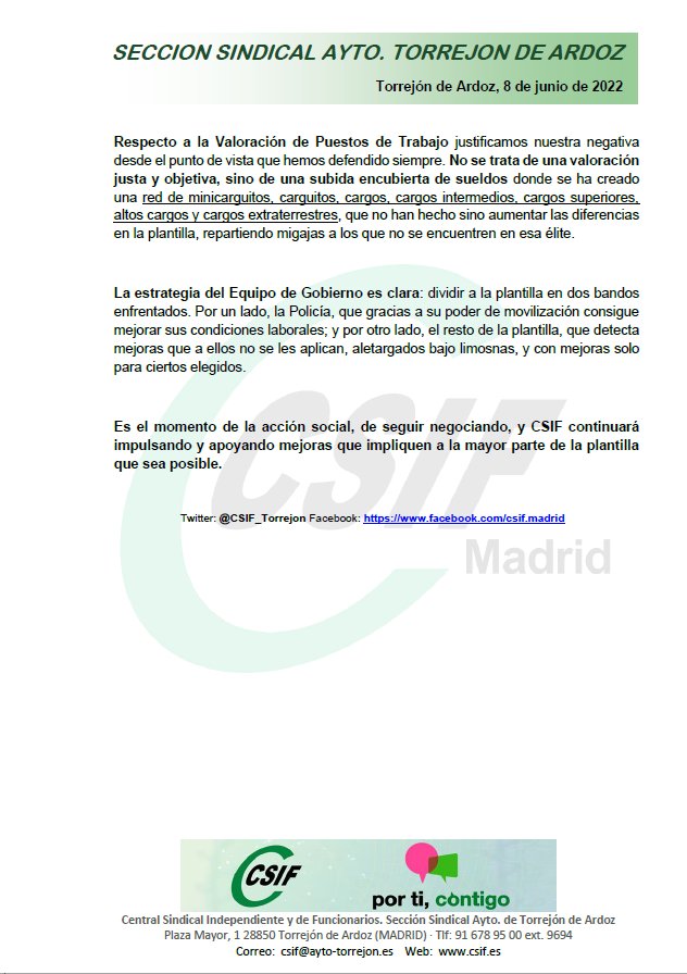 La Sección Sindical de #CSIF Torrejón de Ardoz suscribe el Acuerdo de Policía Local del <a href="/Ayto_Torrejon/">Ayuntamiento de Torrejón de Ardoz</a>