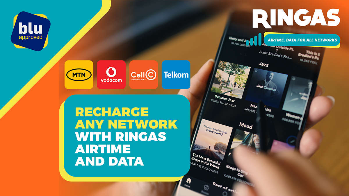 Ringas_SA's tweet photo. Whether you are looking at streaming your favourite show or download music, #RingasData got you covered. Get a #Ringas voucher from any Blu Approved outlet and select the #Data option when you recharging.
#RingasAirtime  #RingasData #StayConnected #MadeForTalk https://t.co/J7egIqD0Gk