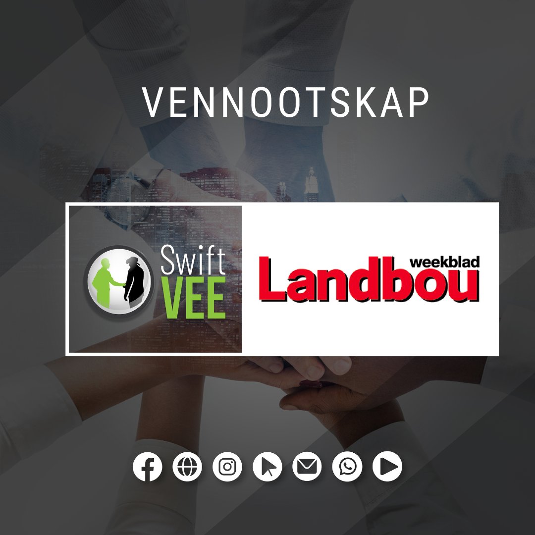 TeamSwiftVEE's tweet image. Ons is trots om aan te kondig dat @TeamSwiftVEE en @landbou kragte saamgesmelt het om kwaliteit inhoud aan jou te verskaf.

Wees op die uitkyk vir nuus, onderhoude, veilingstaaltjies en baie meer!

#SwiftVee #landbou