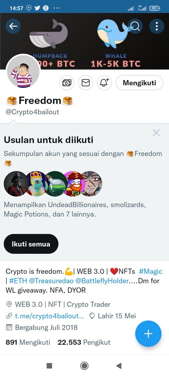 ditakung's tweet photo. @GiveAwayHost @Crypto4bailout Done https://t.co/7vUTCDUidd