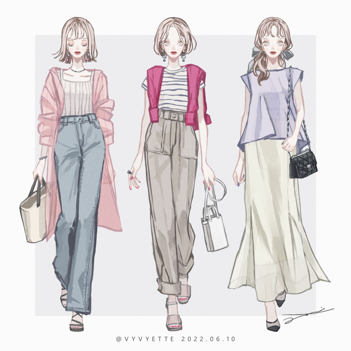「2022 春夏ファッション まとめ 」|ツツイモモエのイラスト