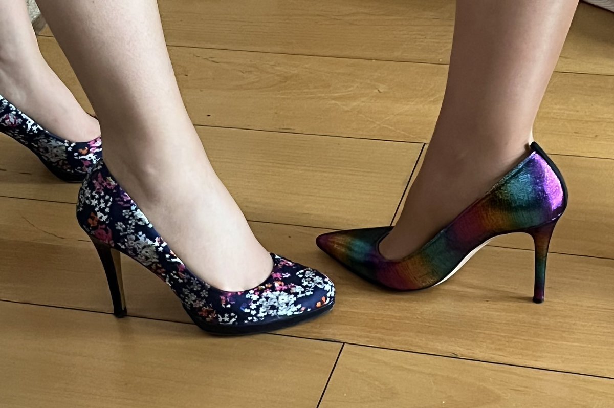 Footwear attire today, which is your favourite.  A: Flowers 💐 or B: rainbow 🌈  #NFE2022