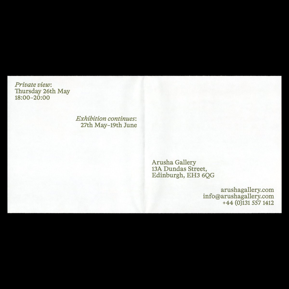 CallinMack's tweet photo. Folded invite for Connie Harrison’s solo show Nurtured Furrows at Arusha Gallery, Edinburgh.
#callinmackintosh #arushagallery #connieharrison #exhibition #typography #design #graphicdesign #print #art #artexhibition #exhibitioninvite #printedinvitations #gallery #artgallery https://t.co/xFCx3zUr99